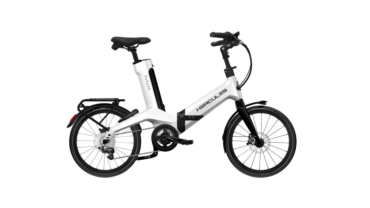Hercules Futura Fold Carbon I-10 – E-Faltrad, 252 Wh, White Shiny