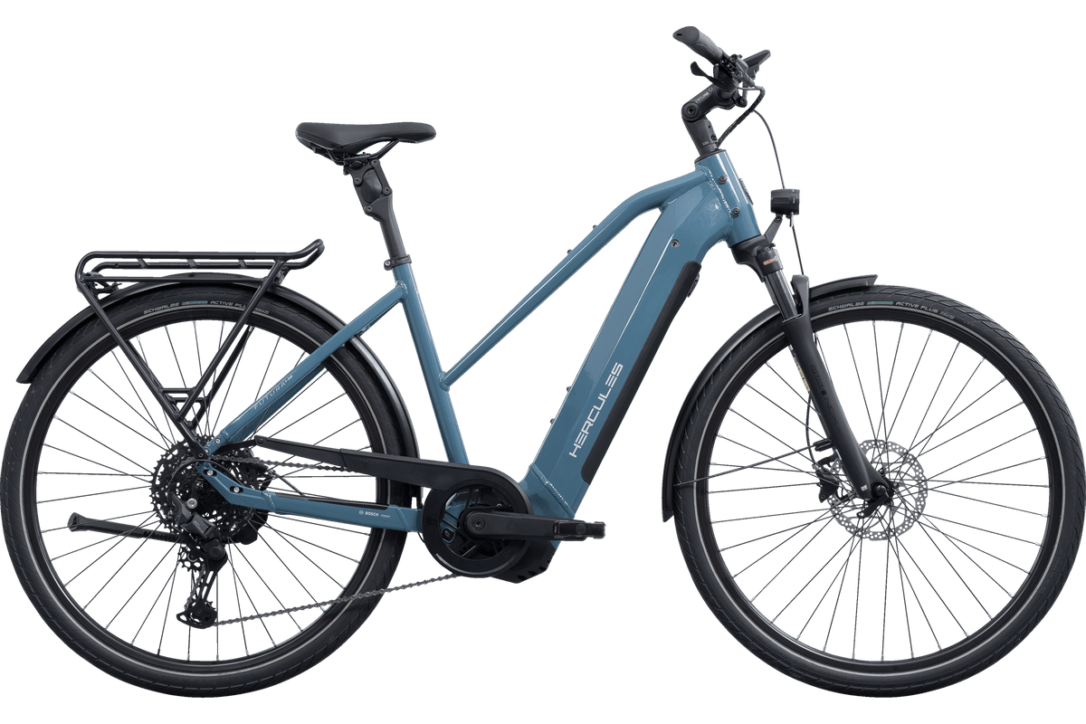 Hercules Futura I-10 LTD Trapez – E-Trekkingbike, Bosch Performance Line CX, 800 Wh, Urban Blue-glossy