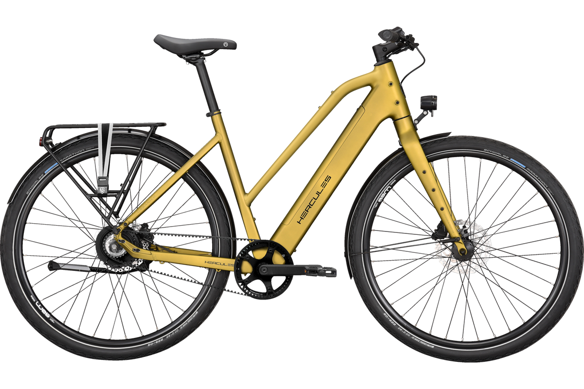 Hercules Urbanico F3 Trapez – E-Urbanbike, 374 Wh, Golden Green Matt