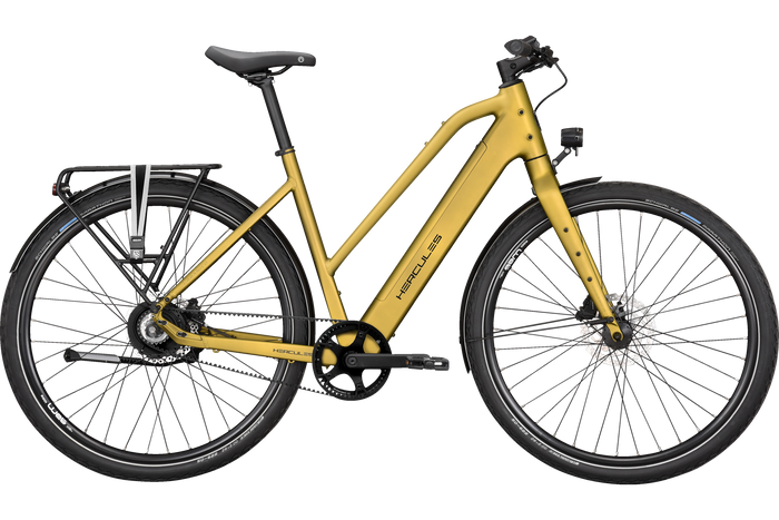 Hercules Urbanico F3 Trapez – E-Urbanbike, 374 Wh, Golden Green Matt