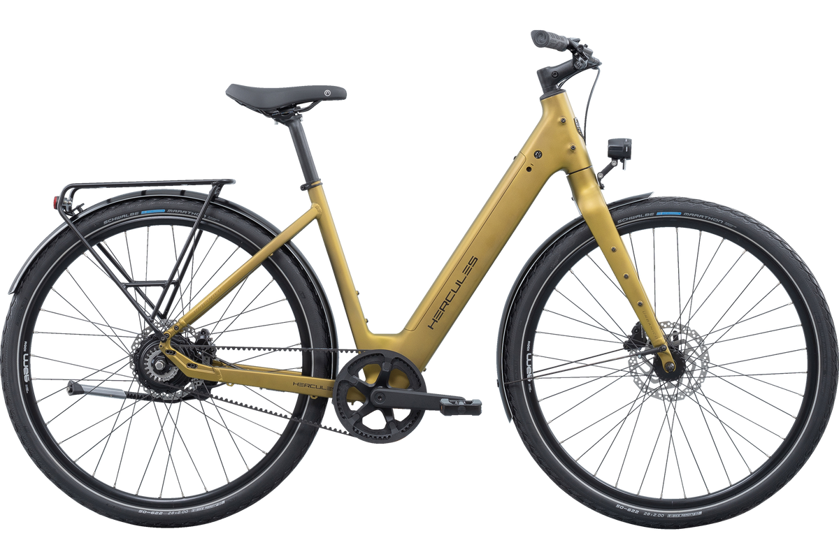 Hercules Urbanico F3 Wave – E-Urbanbike, 374 Wh, Golden Green Matt