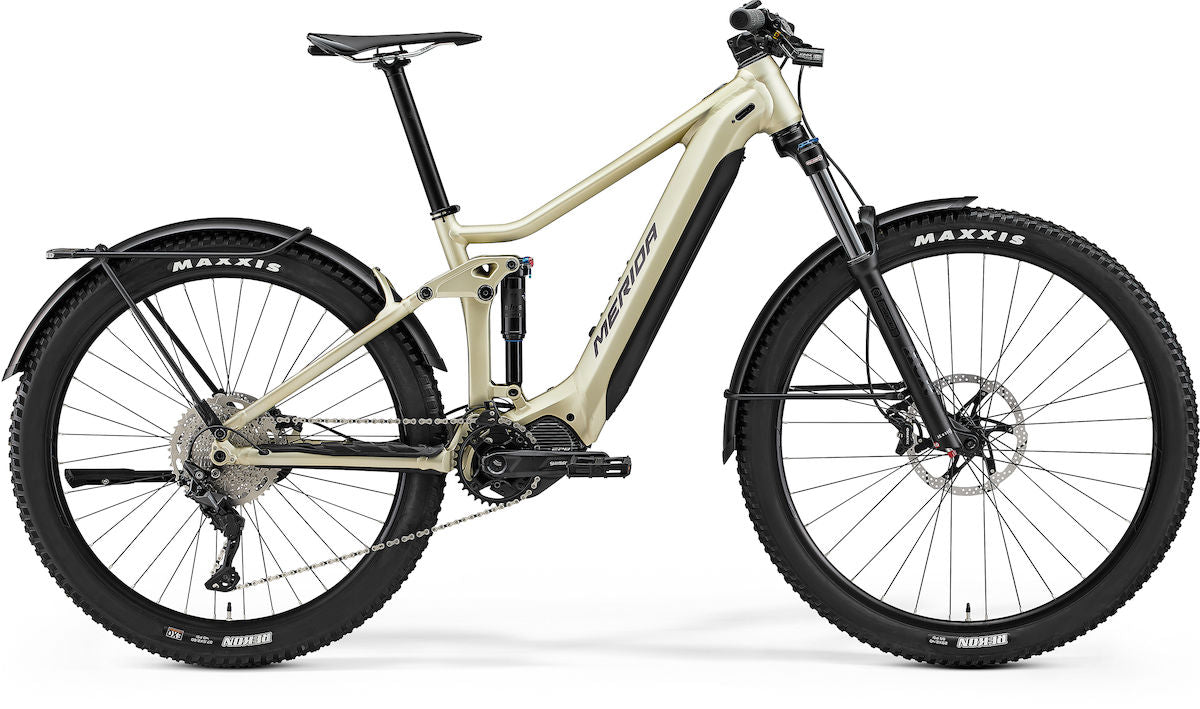 MERIDA eONE-FORTY 400 EQ EP1 – E-SUV Fully, Shimano EP6, 630 Wh, Champagner-Silber