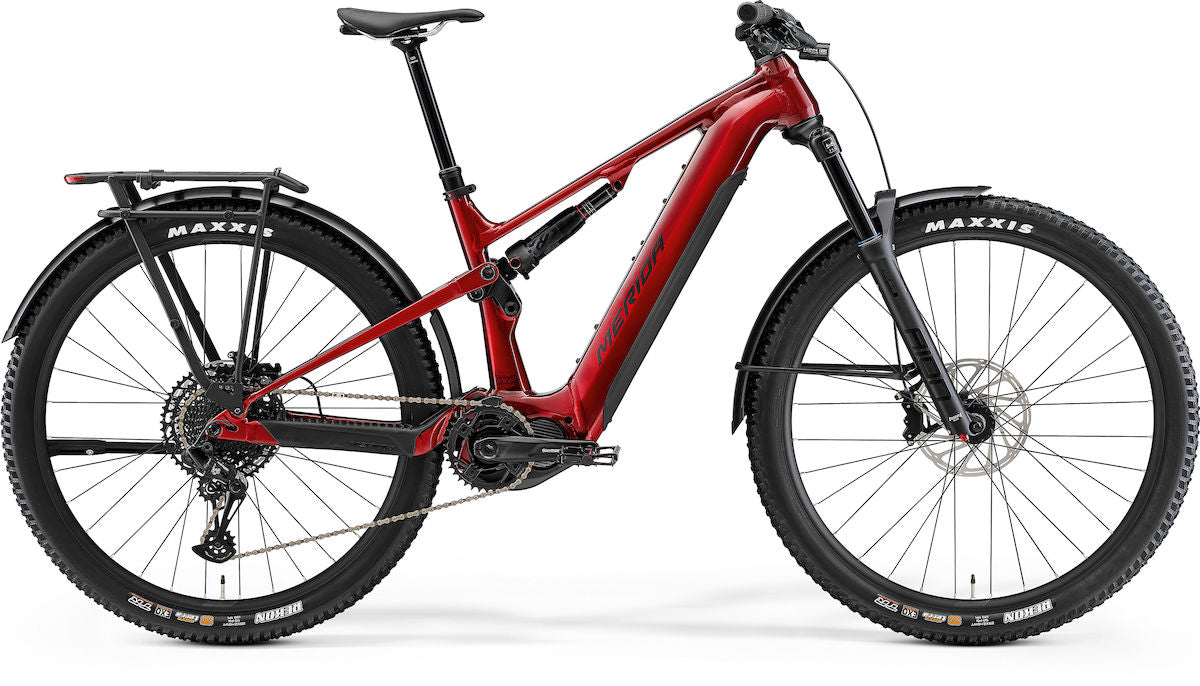 MERIDA eONE-FORTY 675 EQ IV1 – E-SUV Fully, Shimano EP801, 750 Wh, Erdbeer-Rot/Schwarz