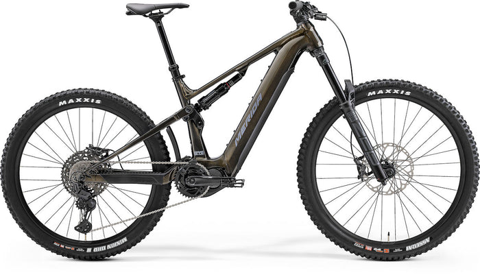 MERIDA eONE-SIXTY 875 IV1 – E-MTB Fully, Shimano EP801, 750 Wh, Gold/Grau