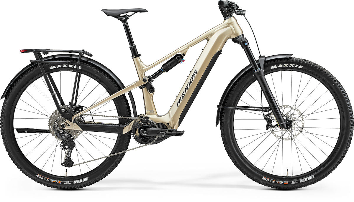 MERIDA eONE-FORTY 475 EQ IV1 – E-SUV Fully, Shimano EP801, 750 Wh, High Cream (Black)