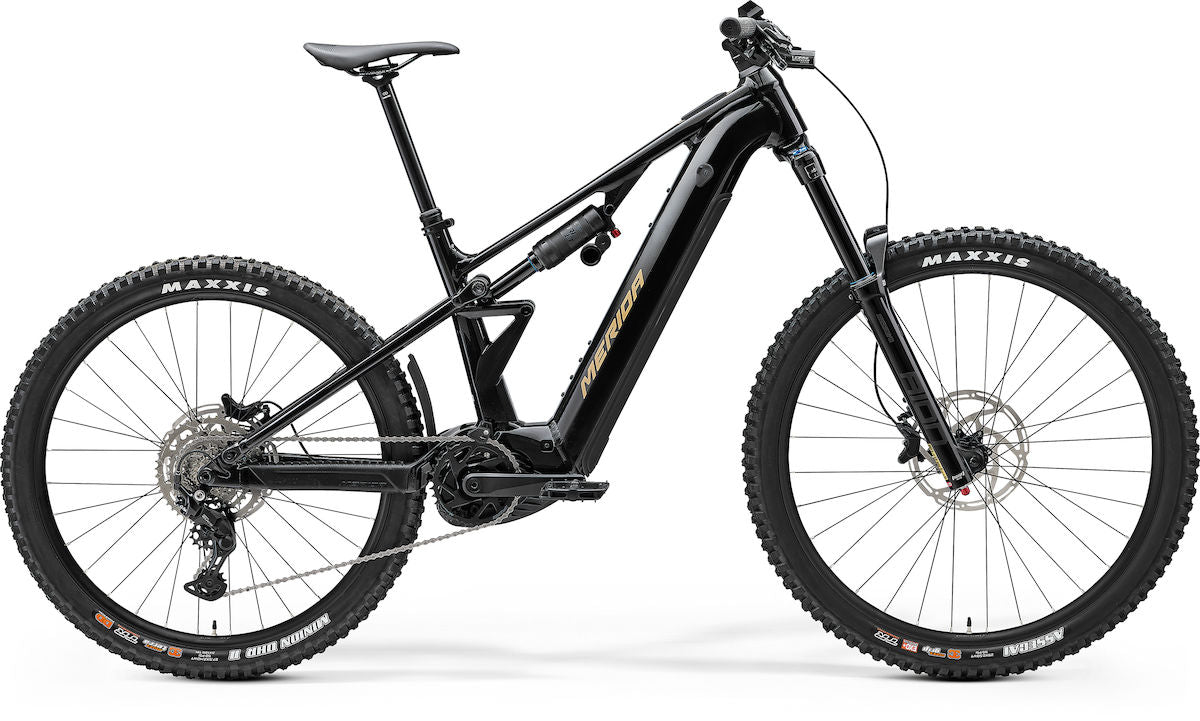 MERIDA eONE-EIGHTY 400 I1 – E-MTB Fully, Bosch Performance Line CX, 600 Wh, Glossy Black (River Clay)