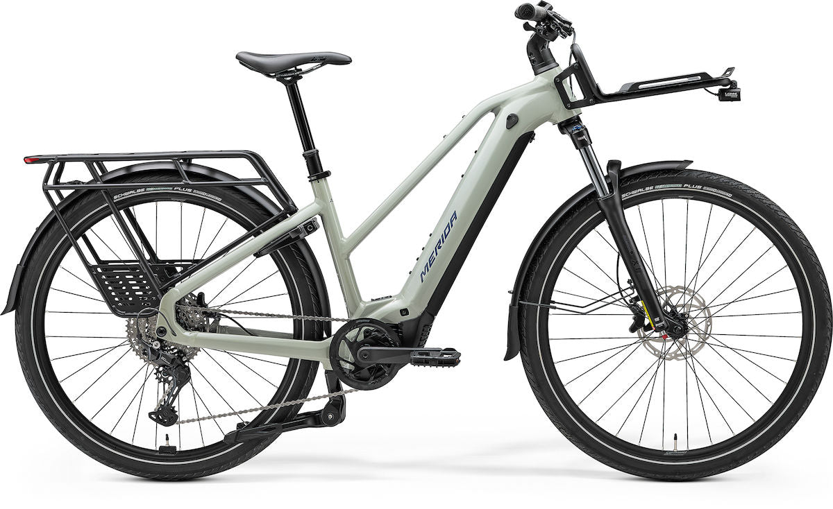 MERIDA eFLOAT HD 500 Lady EQ II1 – E-Trekkingbike, Bosch Performance Line CX, 800 Wh, Early Moss Grey (Blue)