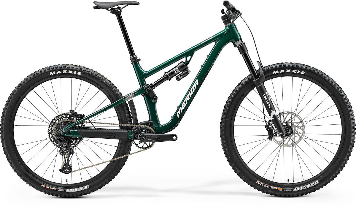 MERIDA ONE-FORTY 700 – Mountainbike Fully, Aluminium, Sram NX Eagle, Glossy Deep Forest Green (White)