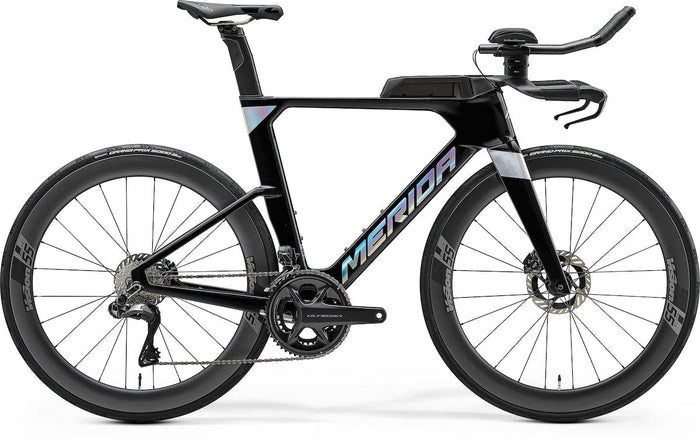 MERIDA TIME WARP TRI Limited IV1 – Triathlon-/Zeitfahrrad, Carbon, Shimano Ultegra Di2, Metallic Black (Flash BCP)