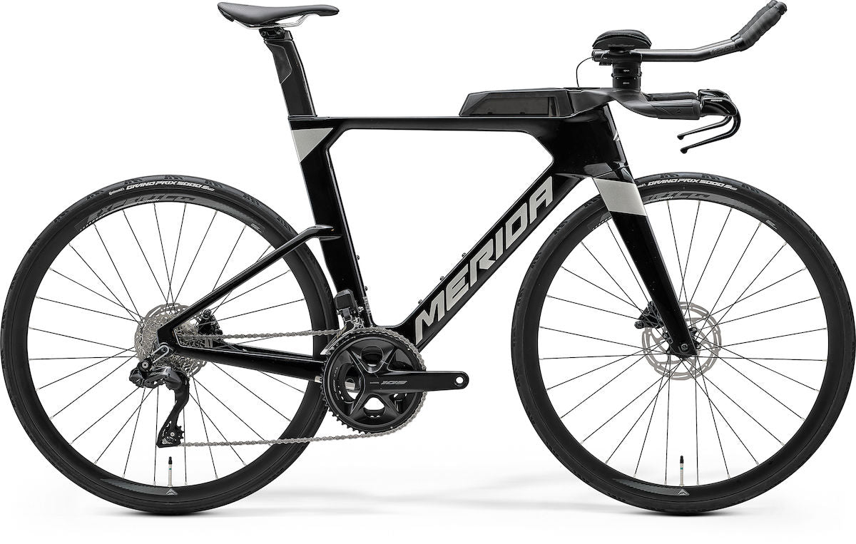 MERIDA TIME WARP TRI 5000 IV1 – Triathlon-/Zeitfahrrad, Carbon, Shimano 105 Di2, Black (Titan)
