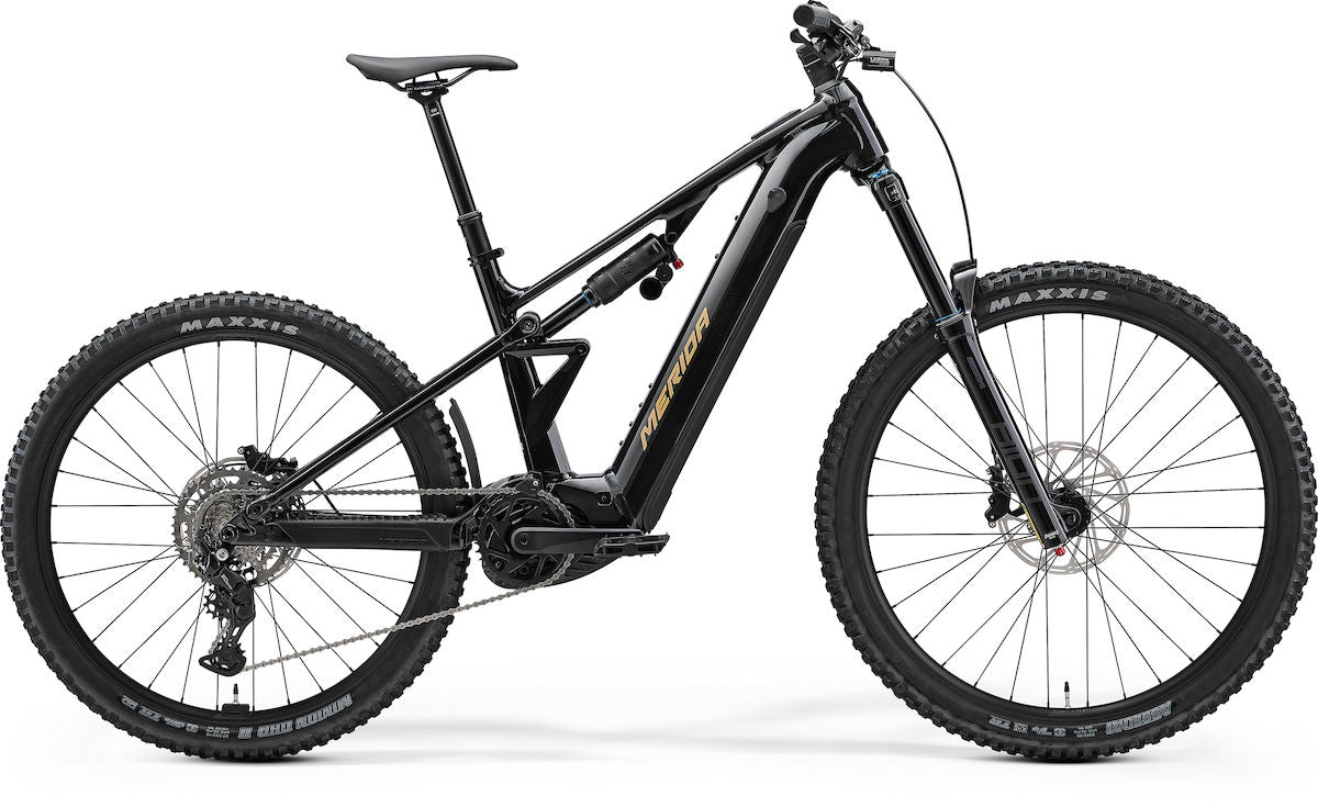 MERIDA eONE-EIGHTY 400 – E-MTB Fully, Bosch Performance Line CX, 600 Wh, Metallic Black (River Clay)