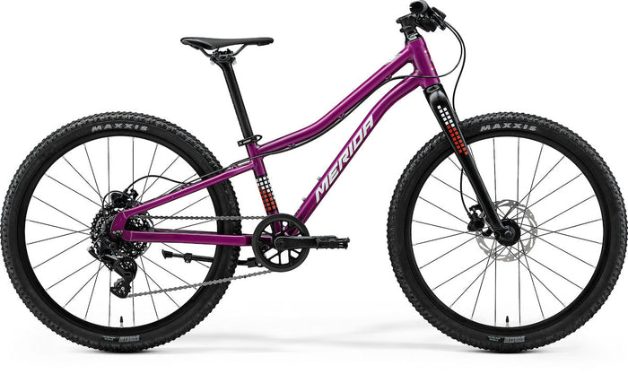 MERIDA MATTS J. 24+ – Kinderfahrrad 24 Zoll, Aluminium, 8-Gang, Silk Purple (White/Red/Black)