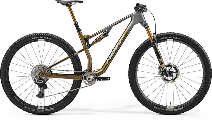 MERIDA NINETY-SIX 9000 – Mountainbike Fully, Carbon, Shimano XTR DI2 M9250, Gunmetal Grey/Gold (Silver)
