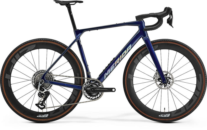 MERIDA MISSION 10K – Gravelbike, Carbon, Sram Red XPLR, Transparent Blue Carbon Ud (Silver)