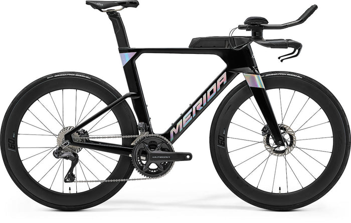MERIDA TIME WARP TRI LIMITED – Triathlon-/Zeitfahrrad, Carbon, Shimano Ultegra Di2, Metallic Black (Flash Bcp)