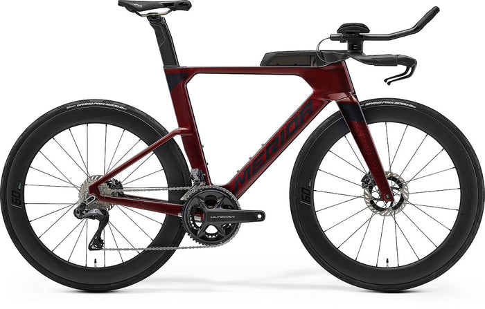 MERIDA TIME WARP TRI LIMITED – Triathlon-/Zeitfahrrad, Carbon, Shimano Ultegra Di2, Burgundy Red (Black)