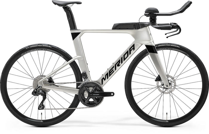 MERIDA TIME WARP TRI 5000 – Triathlon-/Zeitfahrrad, Carbon, Shimano 105 Di2, Titan (Black)
