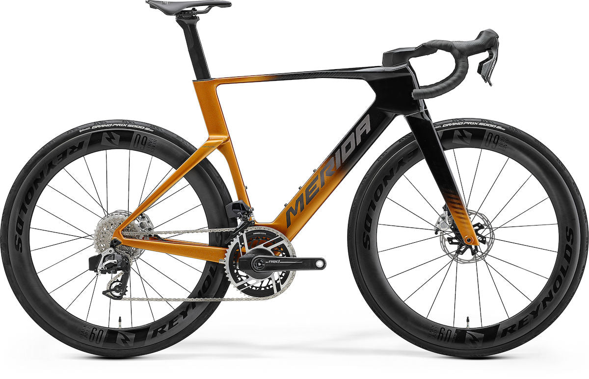 MERIDA REACTO 10K – Rennrad, Carbon, Sram Red, Black/Mineral Gold (Grey)