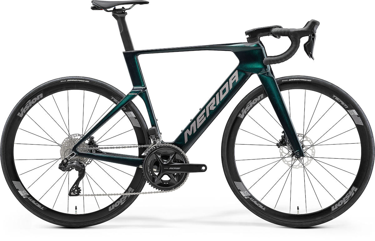 MERIDA REACTO 5000 – Rennrad, Carbon, Shimano 105 Di2, Halo Green (Slate Grey)
