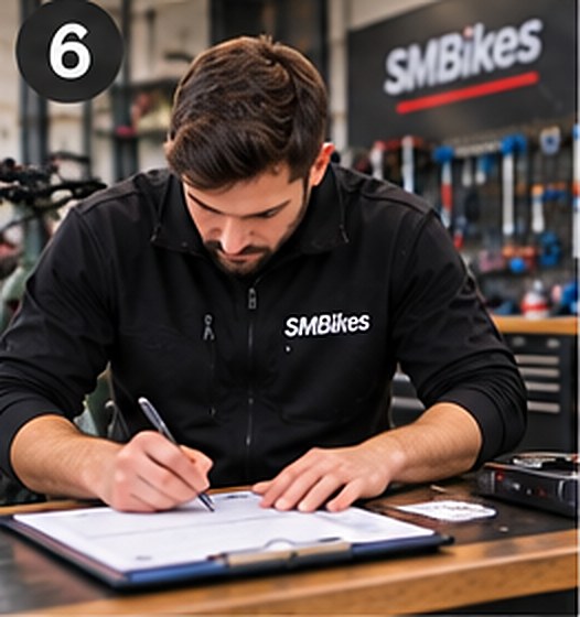 Abschlusskontrolle und Lieferschein für das E-Bike