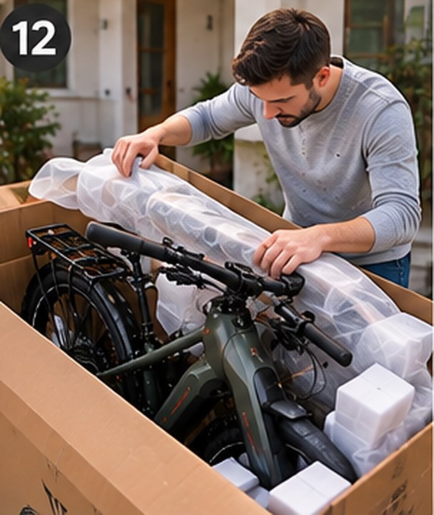 Kunde packt sein neues E-Bike zu Hause aus