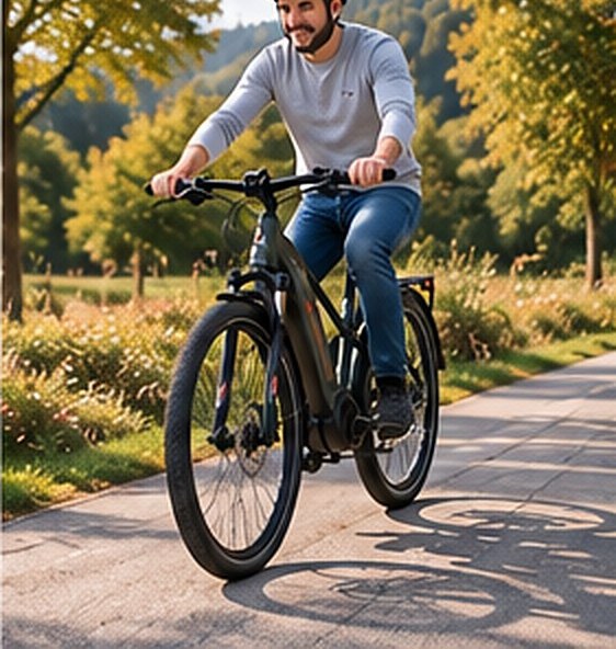 Kunde fährt mit seinem neuen E-Bike von SMBikes los